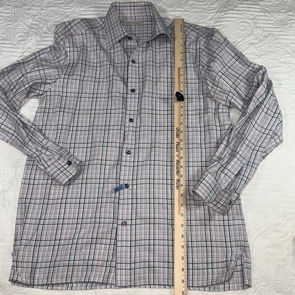 Ermenegildo Zegna Shirt Men’s Size L Plaid Button Long Sleeve 100% Cotton Italy - Picture 6 of 15